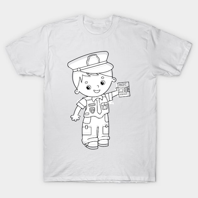 Children Policeman Design For Coloring T-Shirt by Realfashion